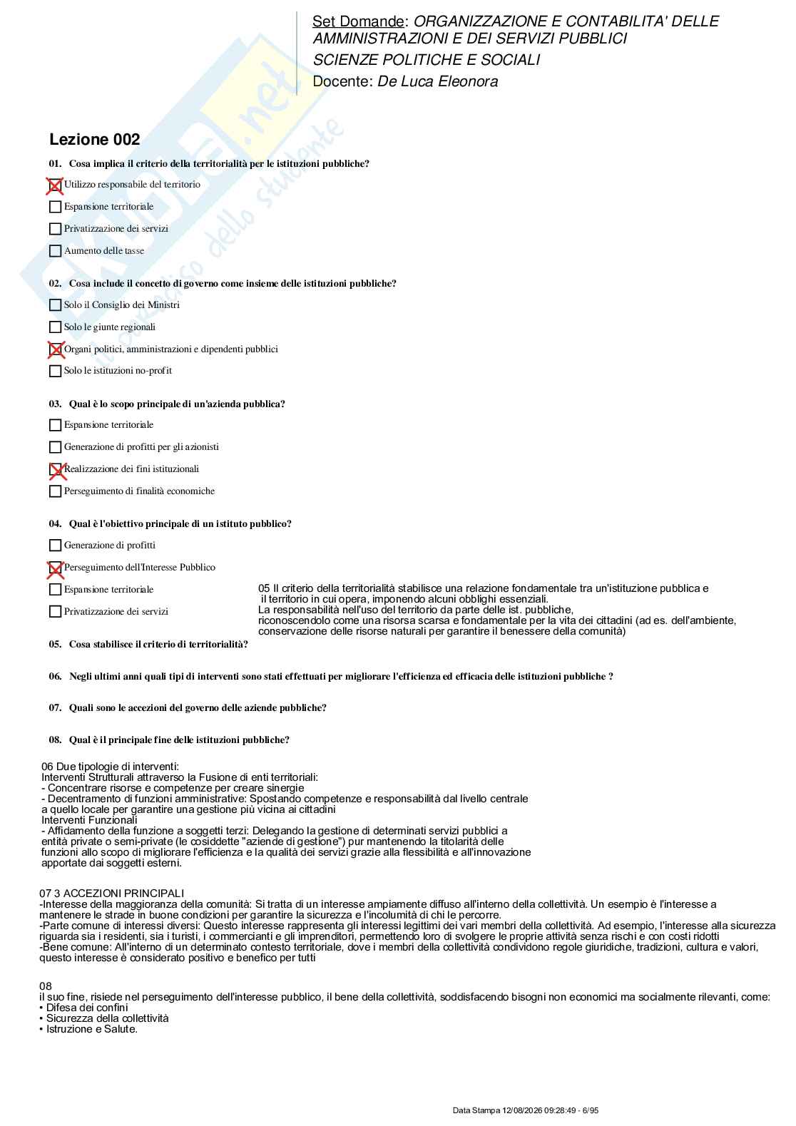 Paniere nuovo (2026) di Organizzazione e contabilità delle amministrazioni e dei servizi pubblici Pag. 6