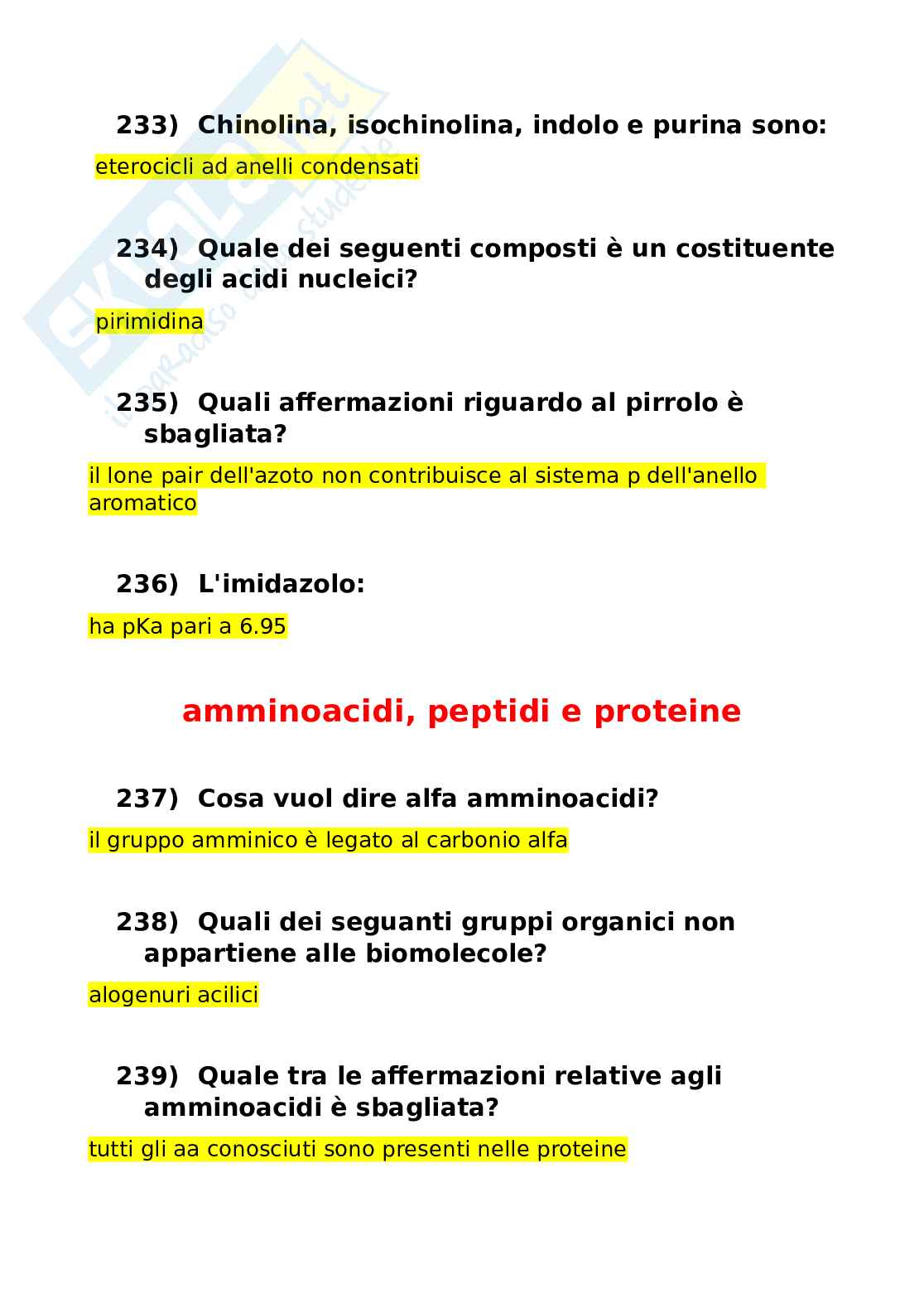 Domande chiuse del Paniere di Chimica generale e Organica modulo 2 Pag. 36