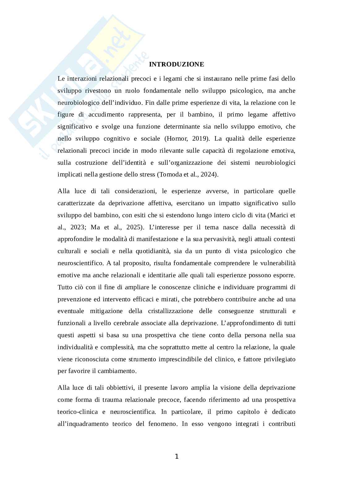 Deprivazione affettiva: dalle origini della vulnerabilità psicopatologica alle prospettive d’intervento Pag. 6
