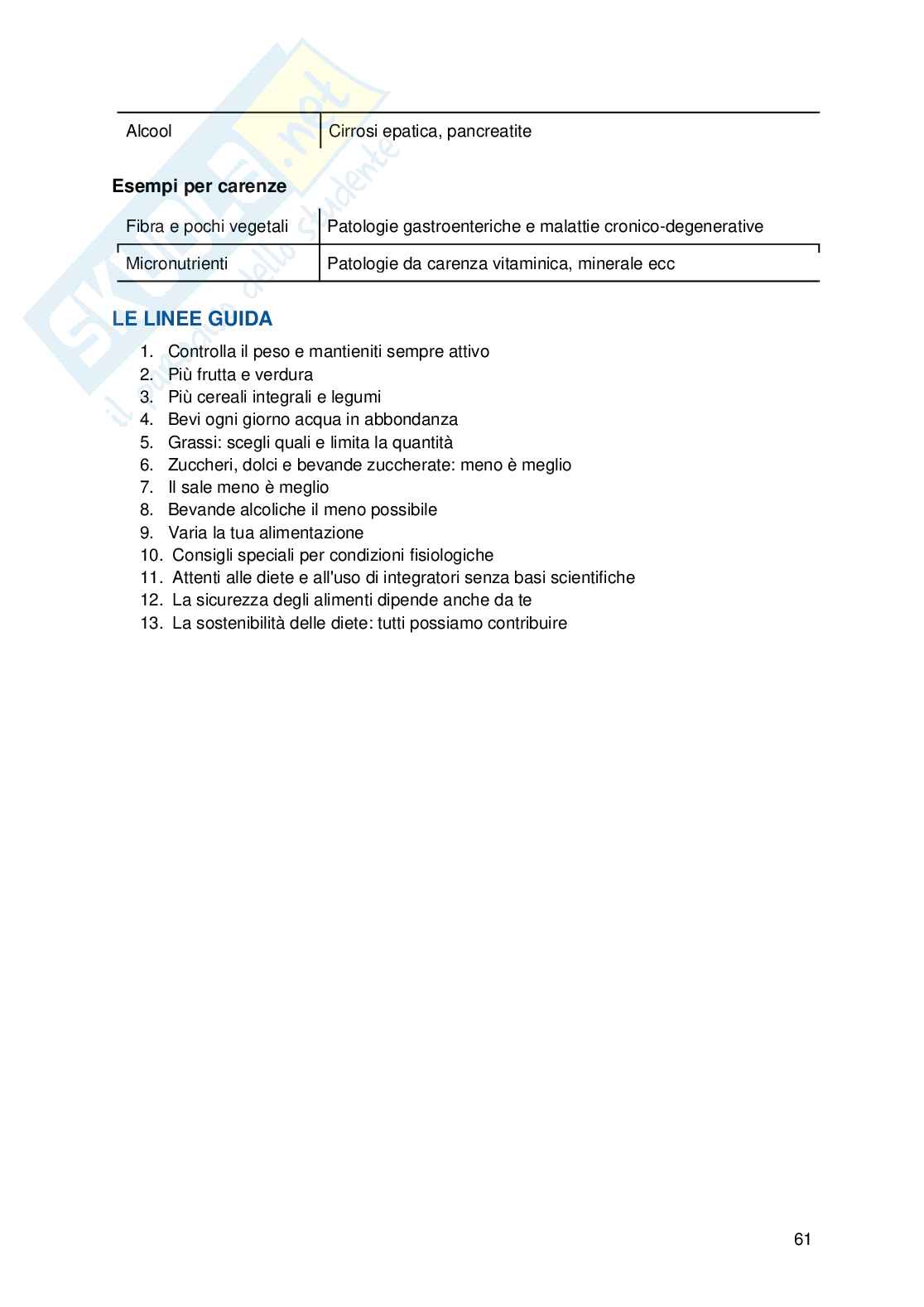 Nutrizione e alimentazione umana Pag. 61
