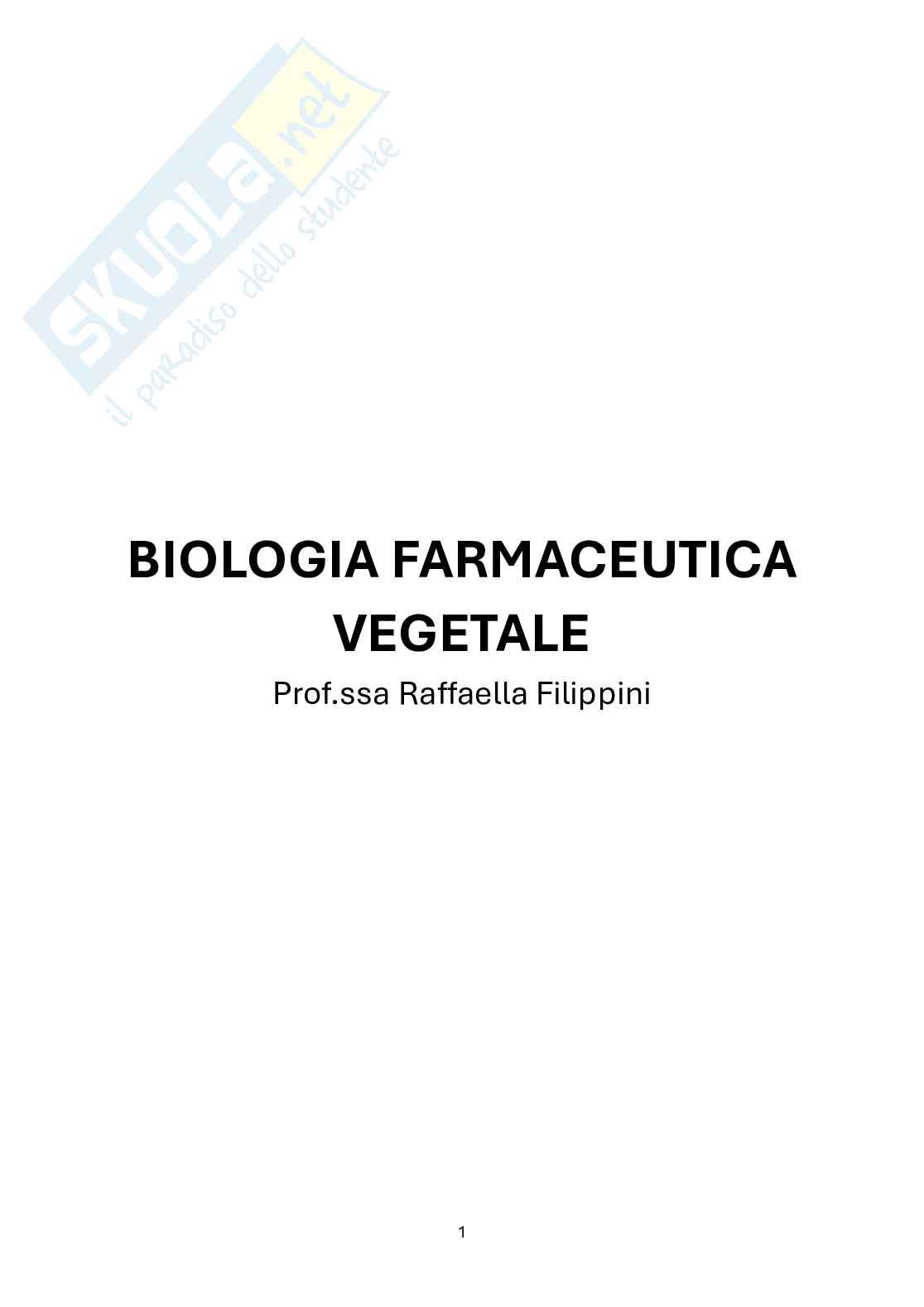 Biologia farmaceutica vegetale Pag. 1