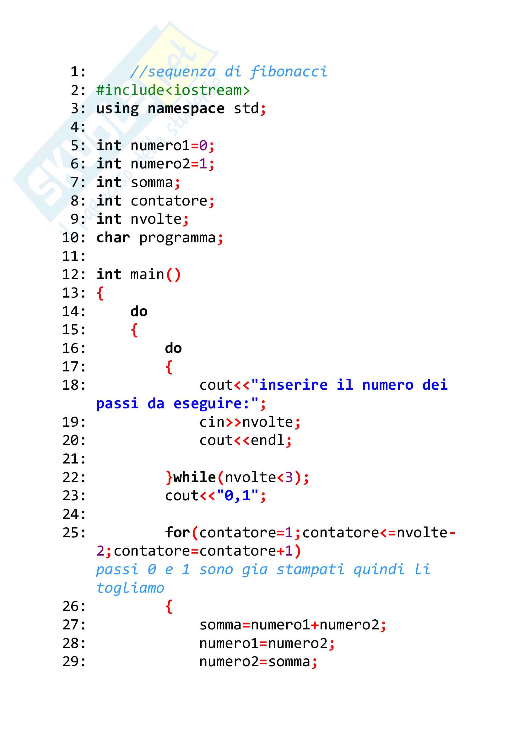 Esercizi svolti di C++ perfettamente funzionanti, tutto ciò che serve per superare facilmente lo scritto di elementi di programmazione Pag. 41