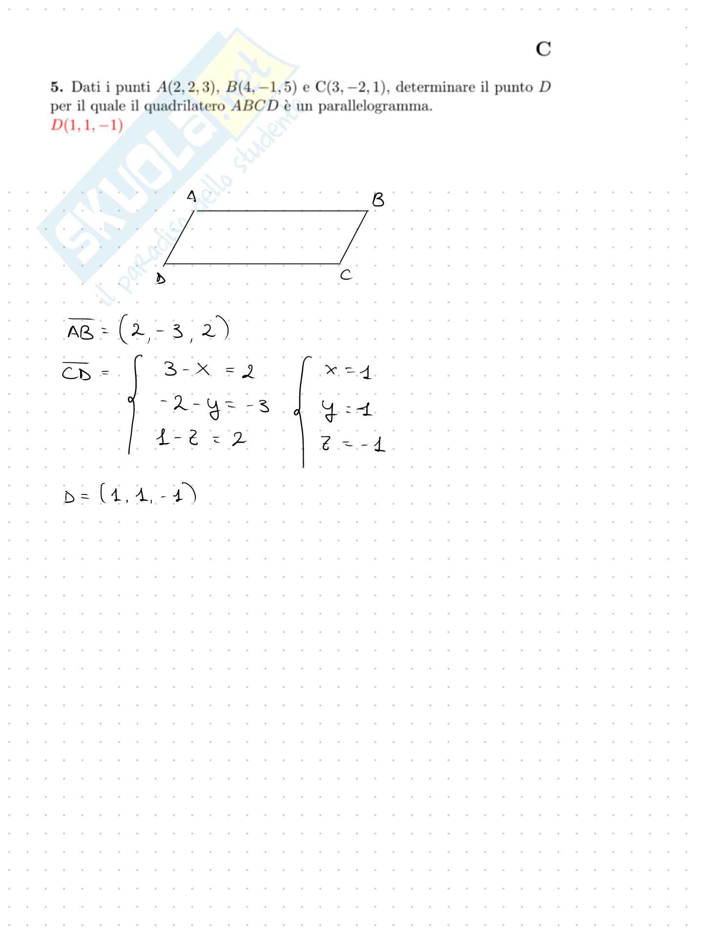 Esercizi di prove d’esame Algebra lineare e geometria analitica Pag. 6