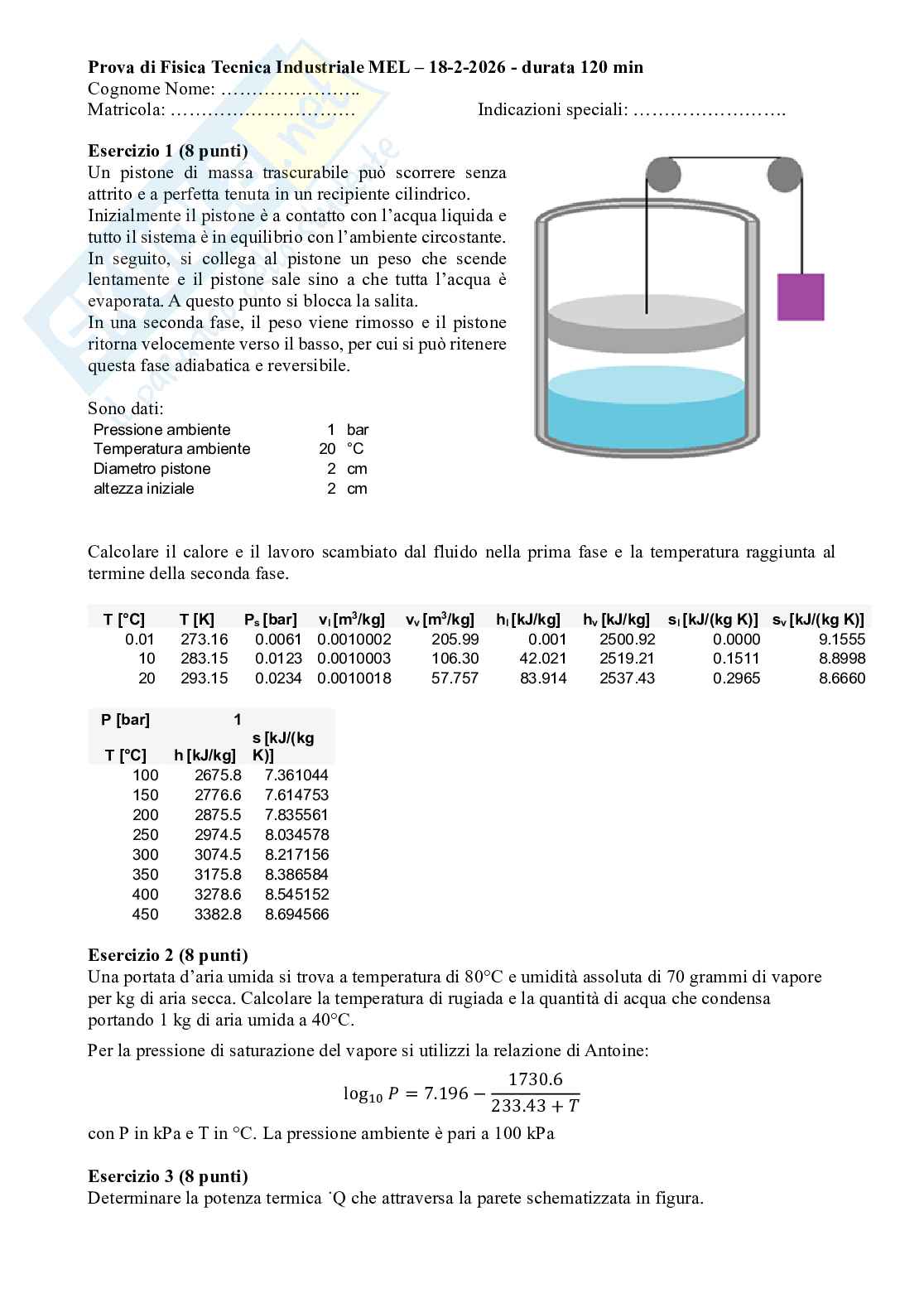 Compito fisica tecnica industriale  Pag. 1
