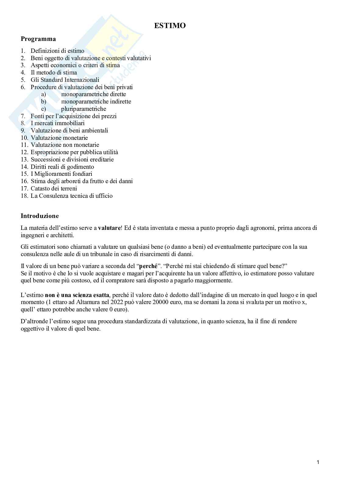 Estimo agrario Pag. 1