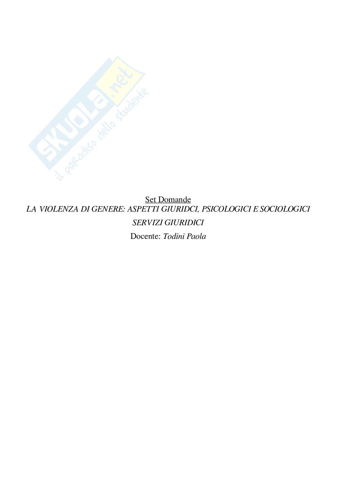 Paniere La violenza di genere: aspetti giuridici, psicologici e sociologici - Risposte multiple - aggiornato (2026) Pag. 2