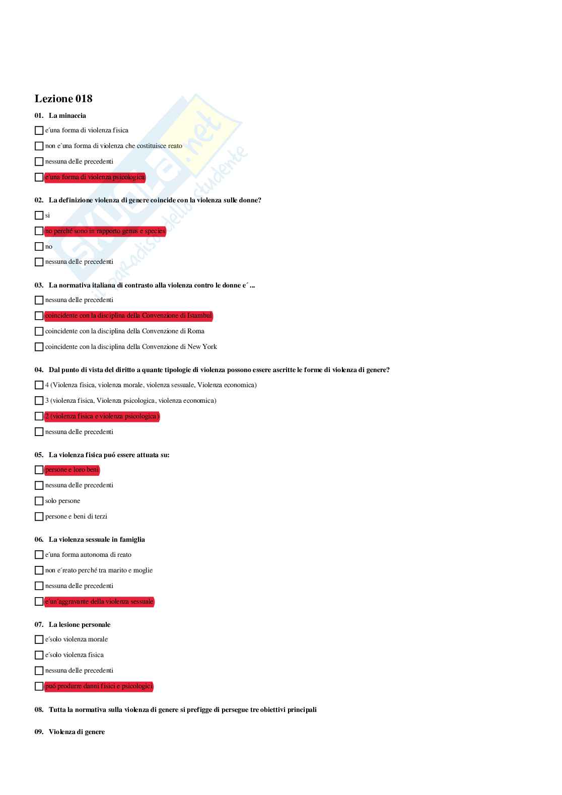 Paniere La violenza di genere: aspetti giuridici, psicologici e sociologici - Risposte multiple - aggiornato (2026) Pag. 26