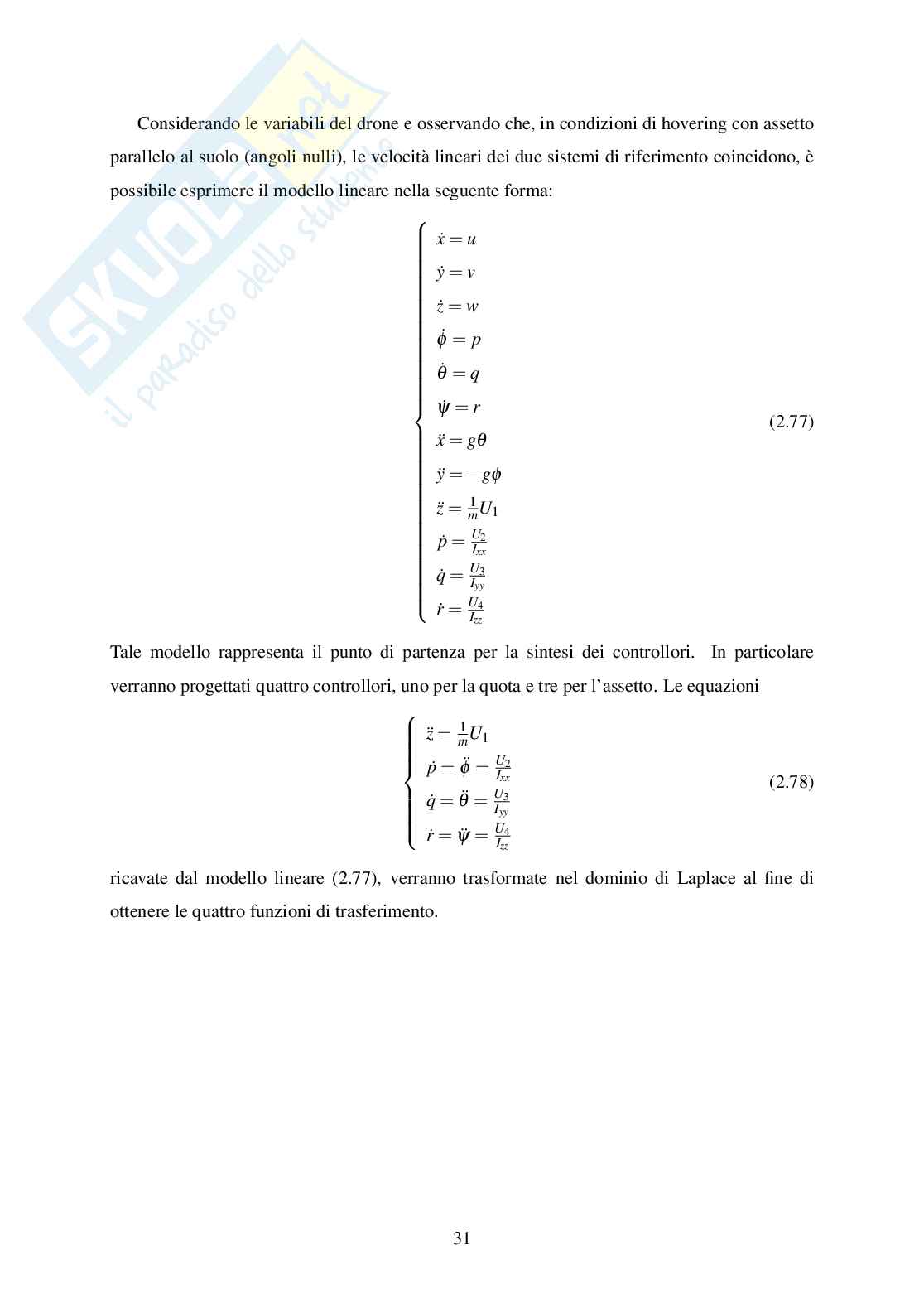 Modellistica e controllo di un esacottero in volo stazionario Pag. 41