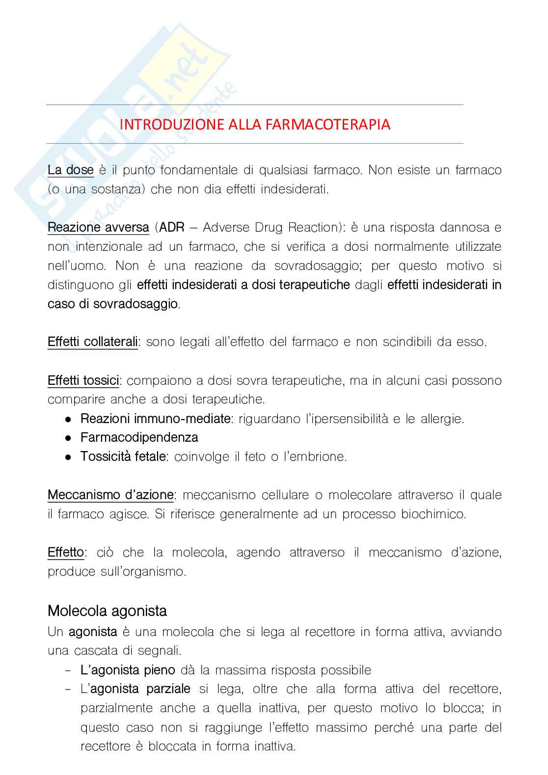 Appunti di Farmacoterapia Pag. 1