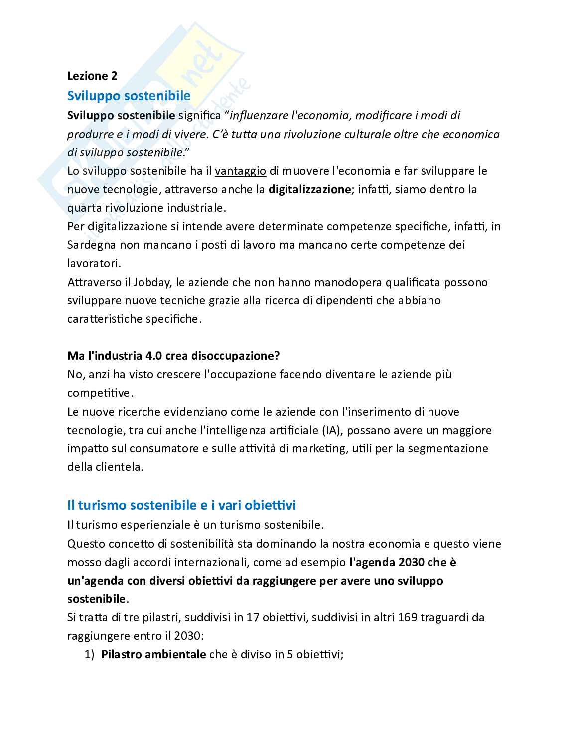 Risorse e ambiente - Parte 1 - Turismo, sostenibilità e valorizzazione del territorio Pag. 2
