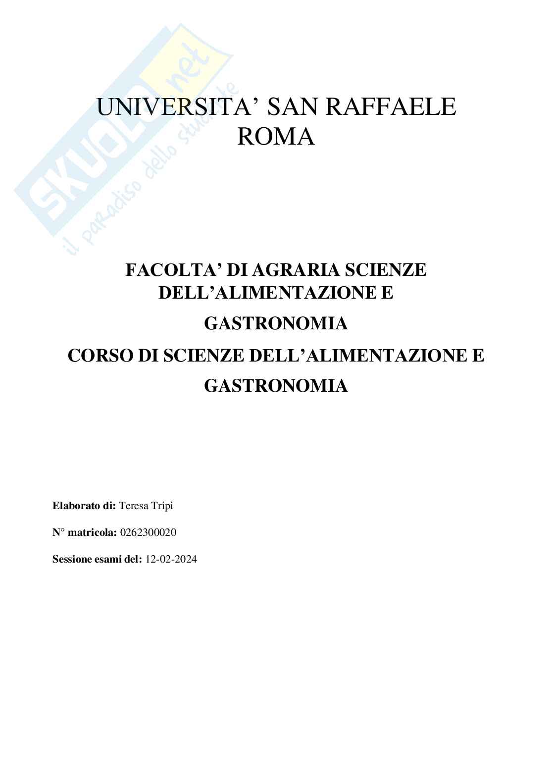 Elaborato completo – Storia della gastronomia Pag. 1
