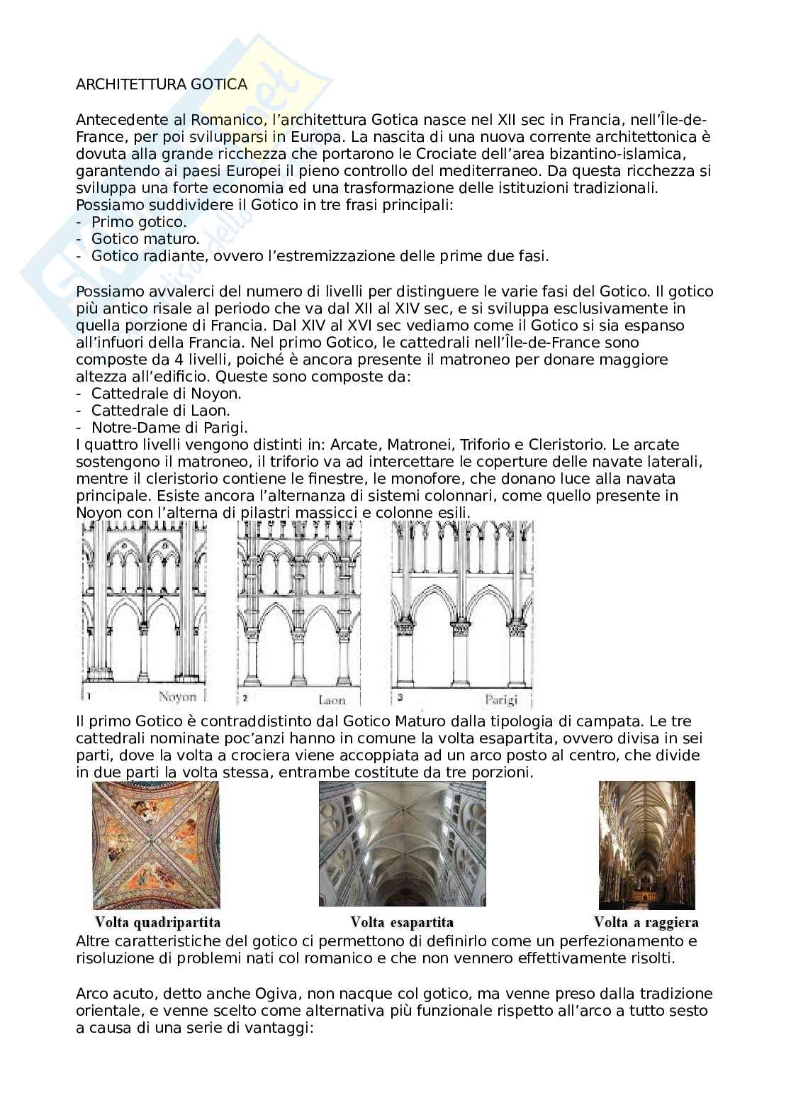 Appunti di Storia dell'architettura sul gotico in Francia  Pag. 1