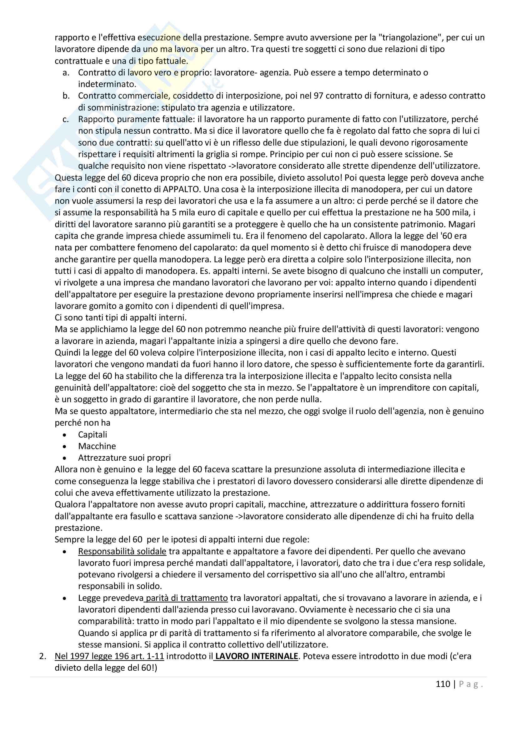 Lezioni, Diritto del lavoro Pag. 111