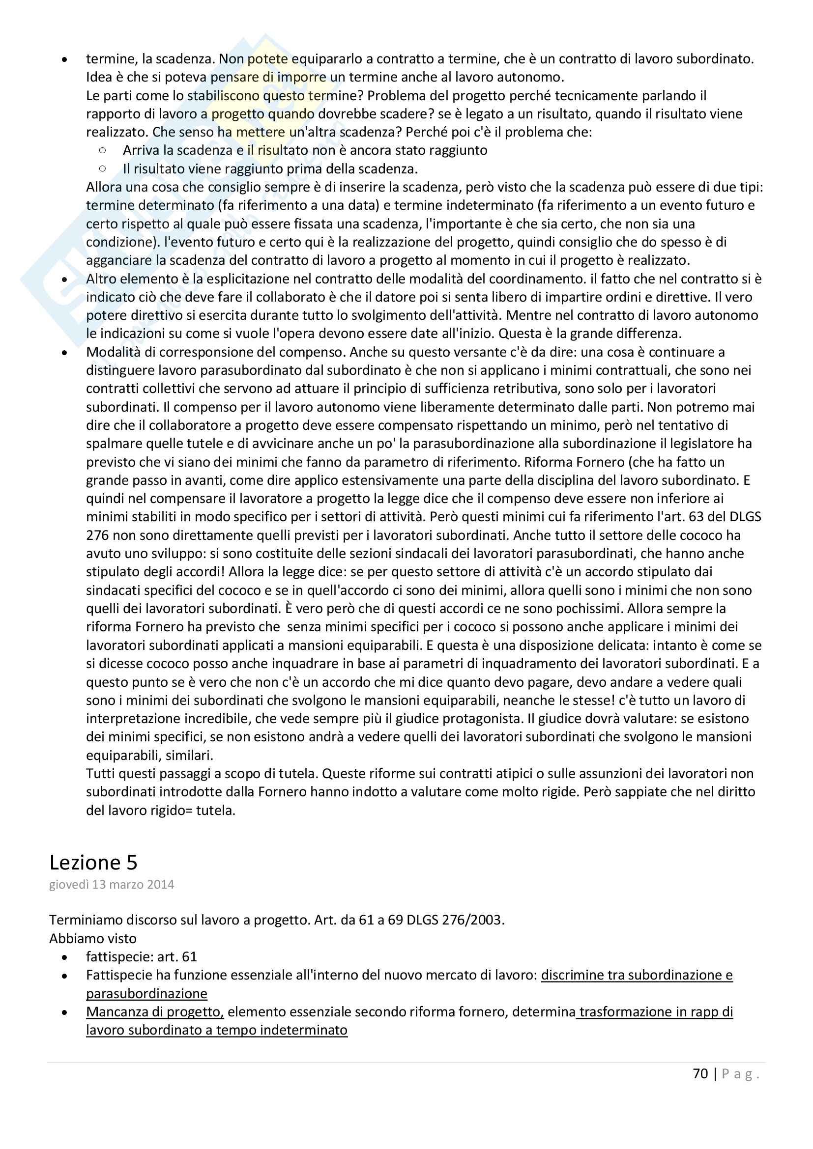 Lezioni, Diritto del lavoro Pag. 71