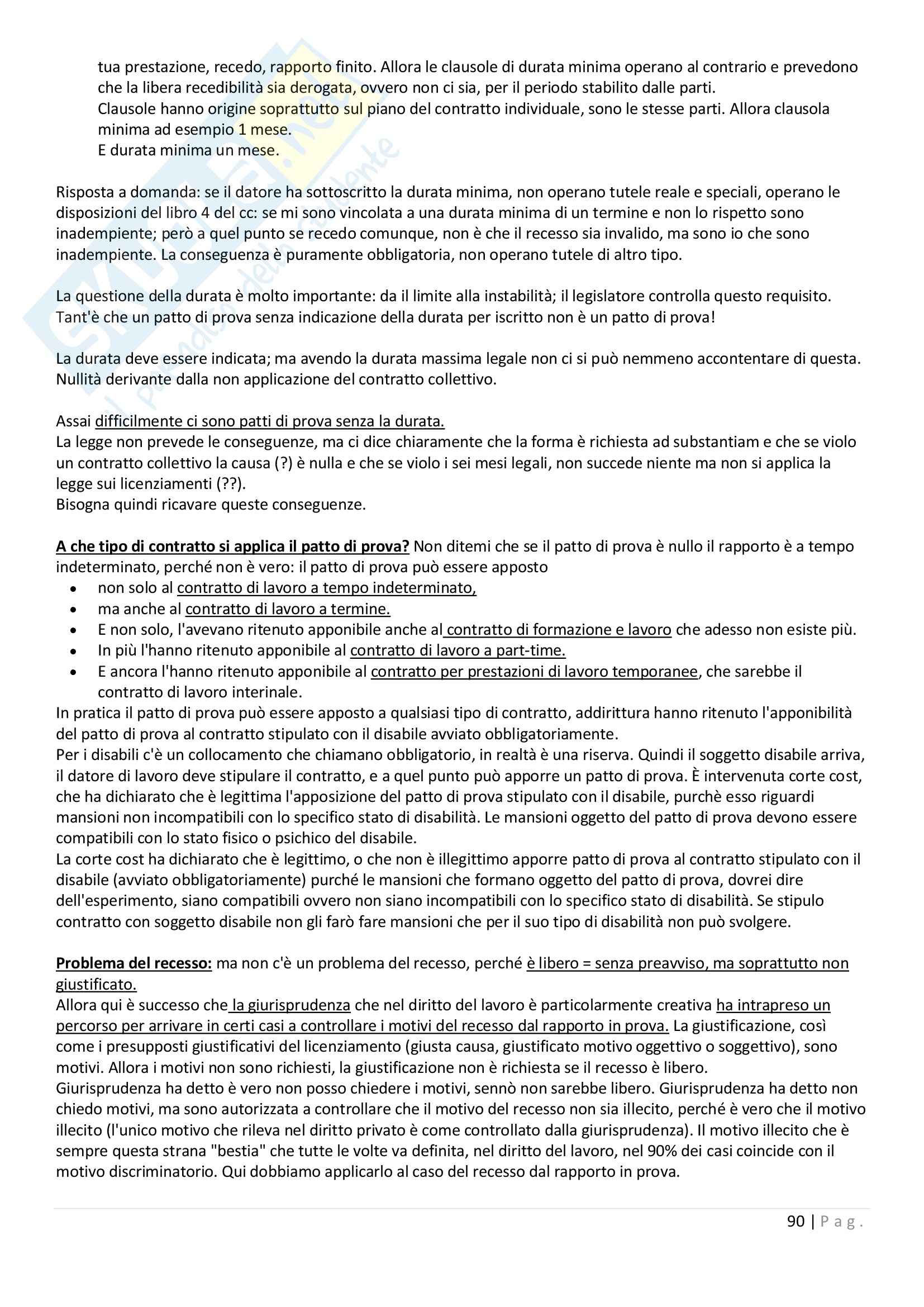 Lezioni, Diritto del lavoro Pag. 91