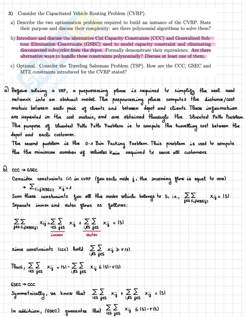 Domande secondo parziale optimization and data science for management  Pag. 1