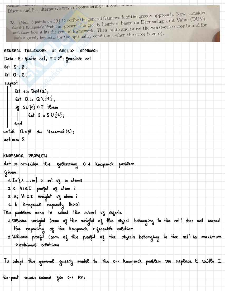 Domande secondo parziale optimization and data science for management  Pag. 11