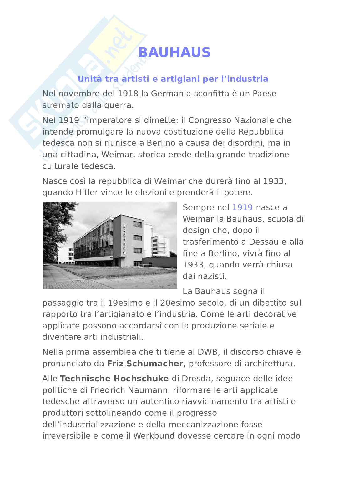 Storia del Bauhaus Pag. 1