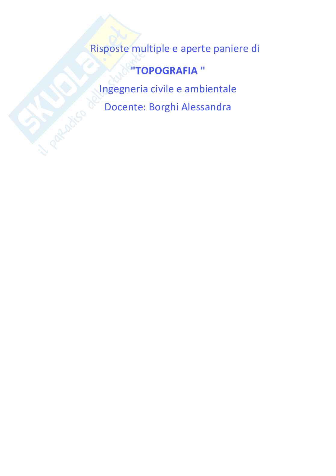 Risposte multiple e aperte paniere di topografia Pag. 1