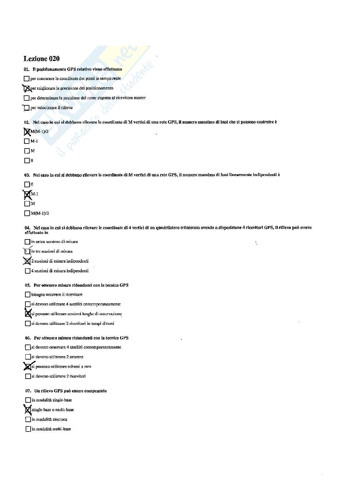 Risposte multiple e aperte paniere di topografia Pag. 31