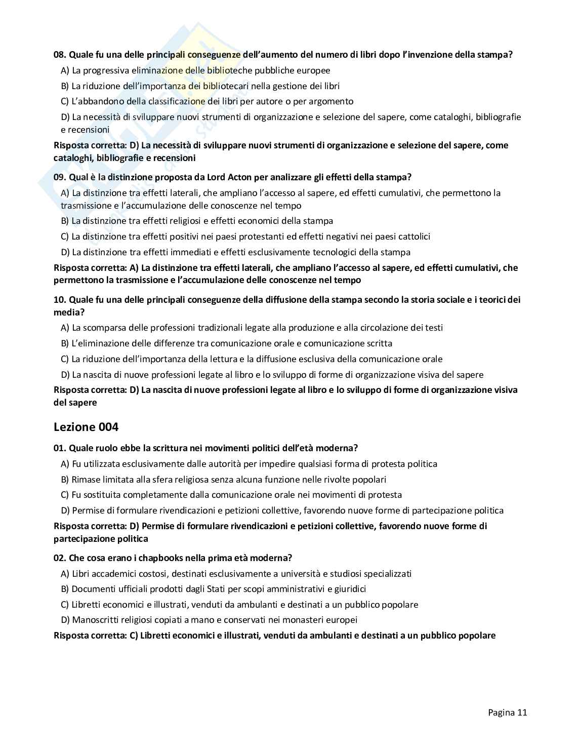 Quiz risolti Storia dei media, 2026 Pag. 11