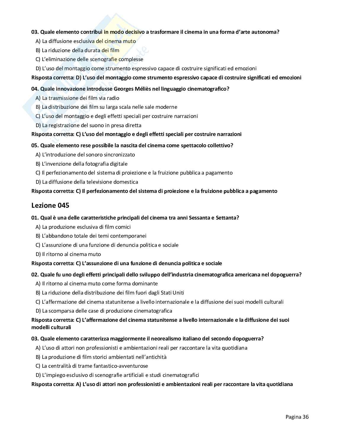 Quiz risolti Storia dei media, 2026 Pag. 36