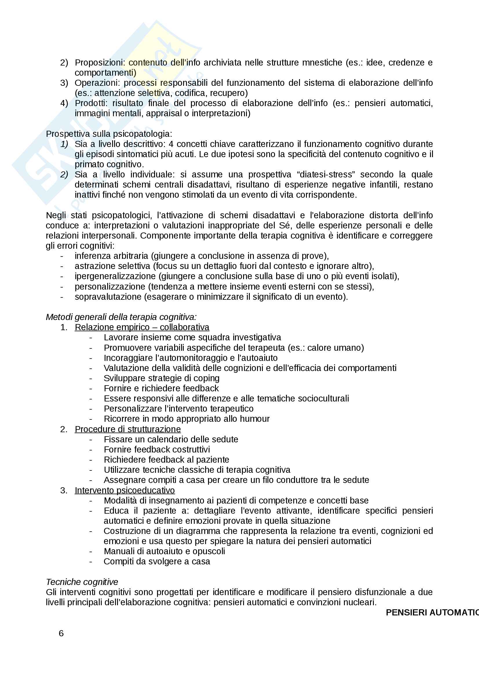 Riassunto Psicoterapie, esame psicologia dinamica, prof. Salvatore Sergio, libro consigliato Le Psicoterapie di Glen O. Gabbard sulle psicoterapie Pag. 6