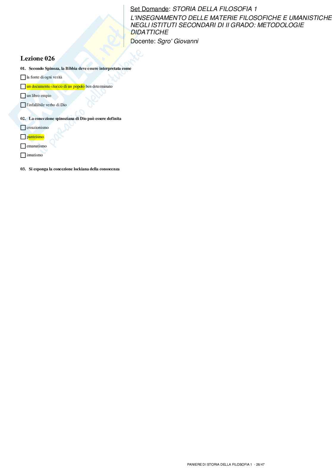 Paniere nuovo di Storia della filosofia 1  Pag. 26