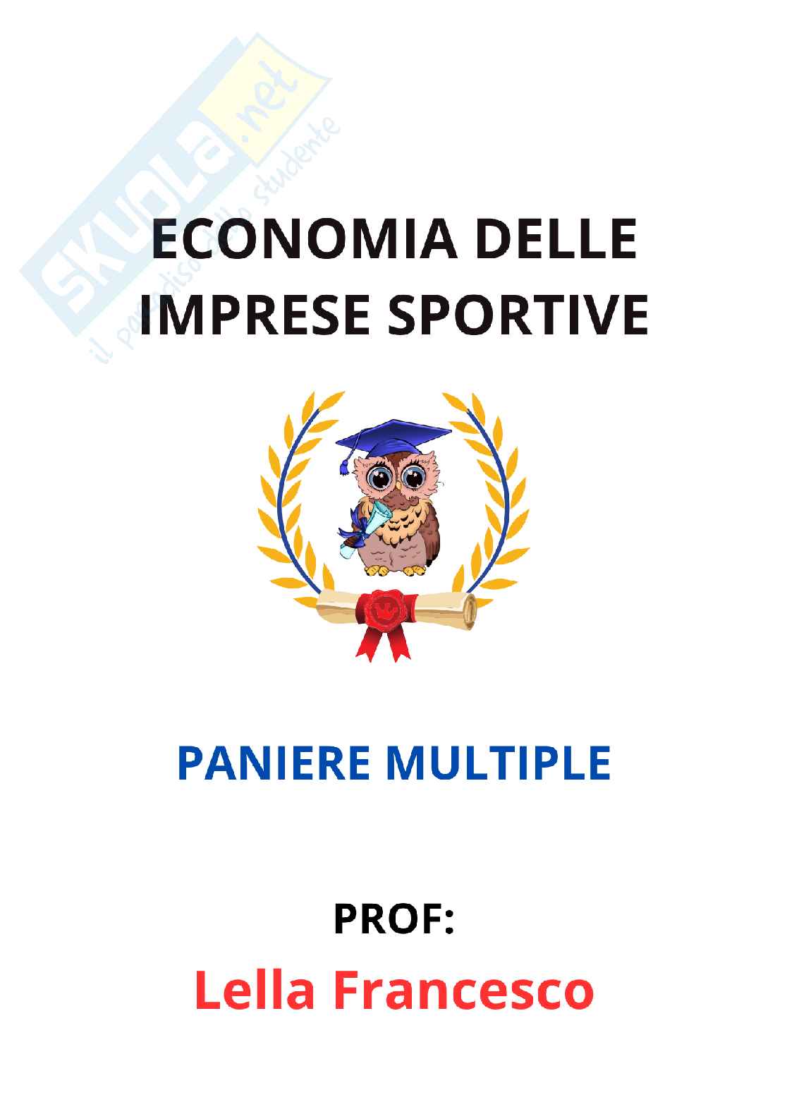 Paniere Economia delle imprese sportive (2026) - Risposte multiple corrette Pag. 1