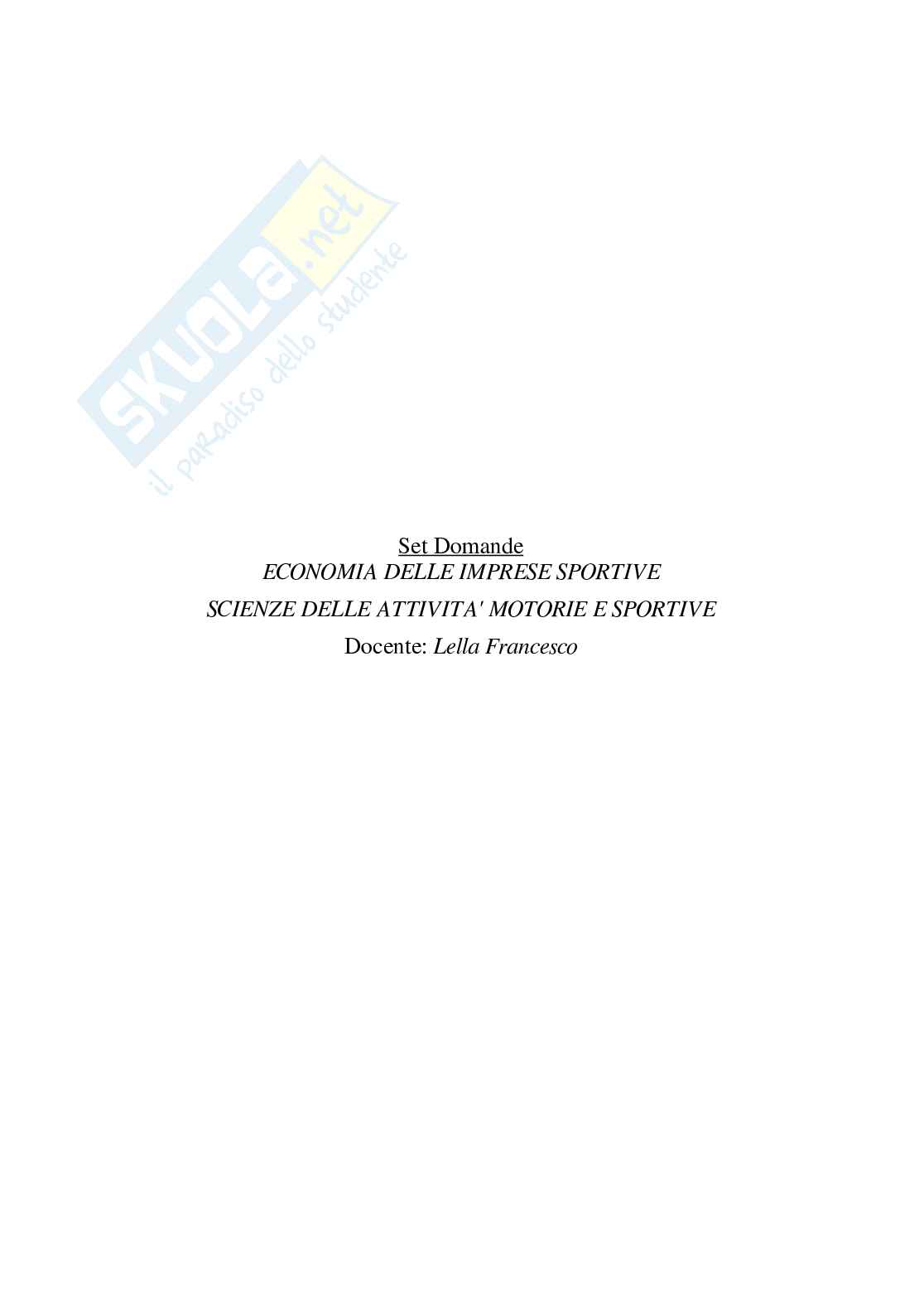 Paniere Economia delle imprese sportive (2026) - Risposte multiple corrette Pag. 2
