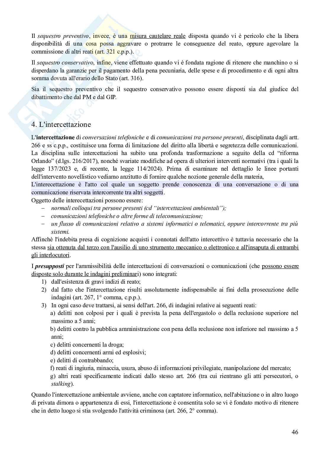 Riassunto esame Diritto processuale penale, Prof. Camaldo Lucio Bruno Cristiano, libro consigliato Lineamenti di procedura penale (13^ edizione, 2025), Lozzi Pag. 46