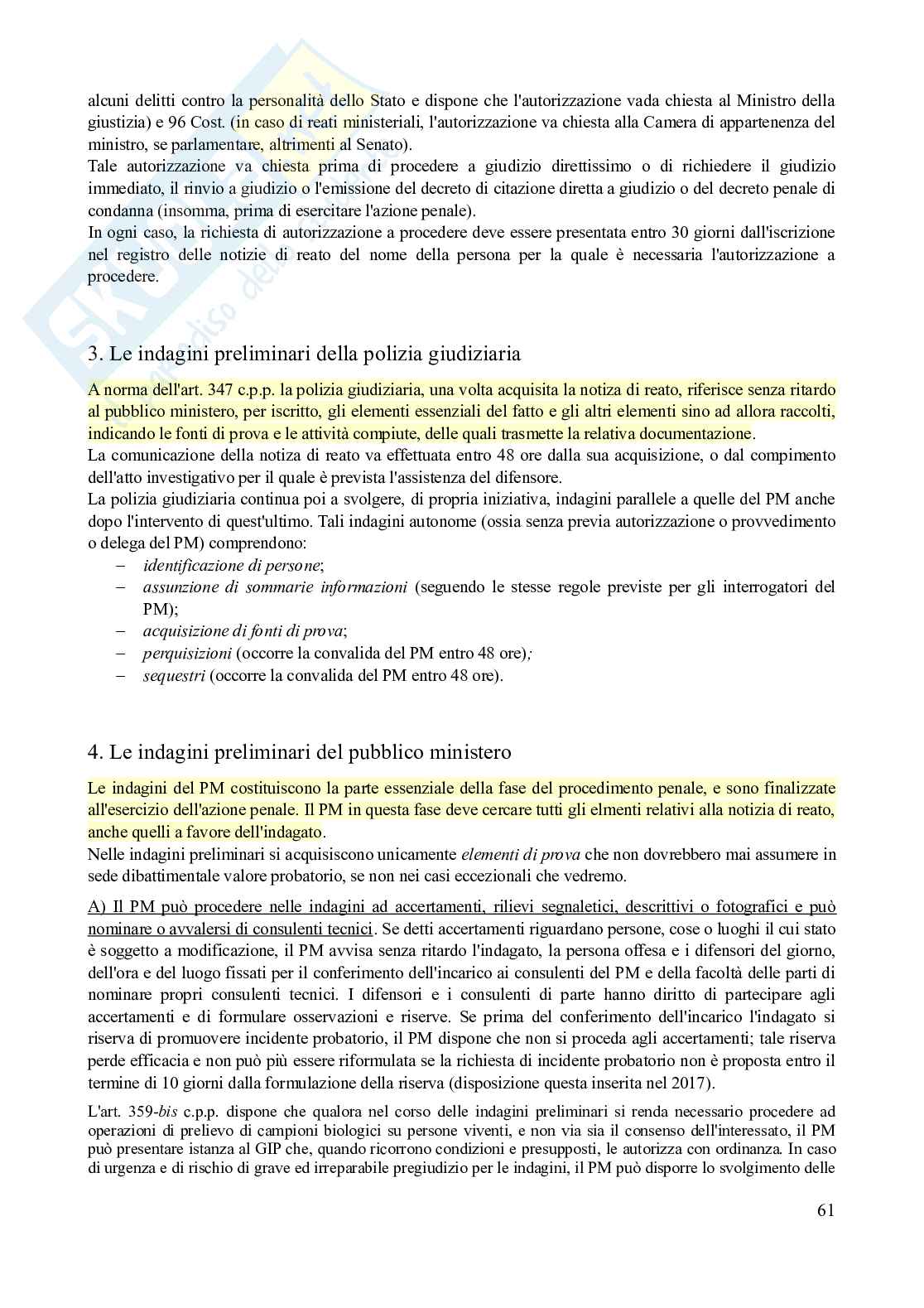 Riassunto esame Diritto processuale penale, Prof. Camaldo Lucio Bruno Cristiano, libro consigliato Lineamenti di procedura penale (13^ edizione, 2025), Lozzi Pag. 61