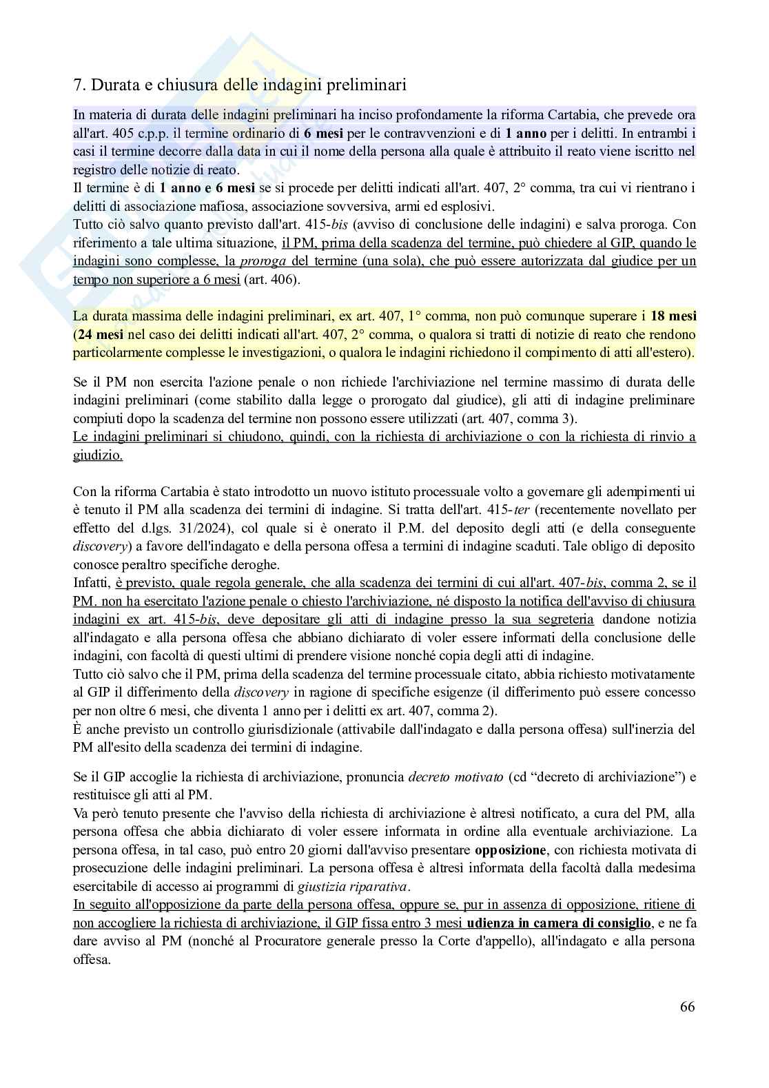 Riassunto esame Diritto processuale penale, Prof. Camaldo Lucio Bruno Cristiano, libro consigliato Lineamenti di procedura penale (13^ edizione, 2025), Lozzi Pag. 66