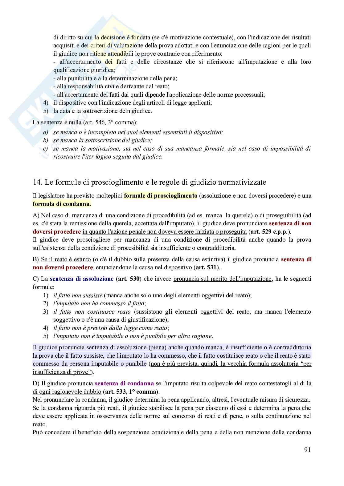 Riassunto esame Diritto processuale penale, Prof. Camaldo Lucio Bruno Cristiano, libro consigliato Lineamenti di procedura penale (13^ edizione, 2025), Lozzi Pag. 91
