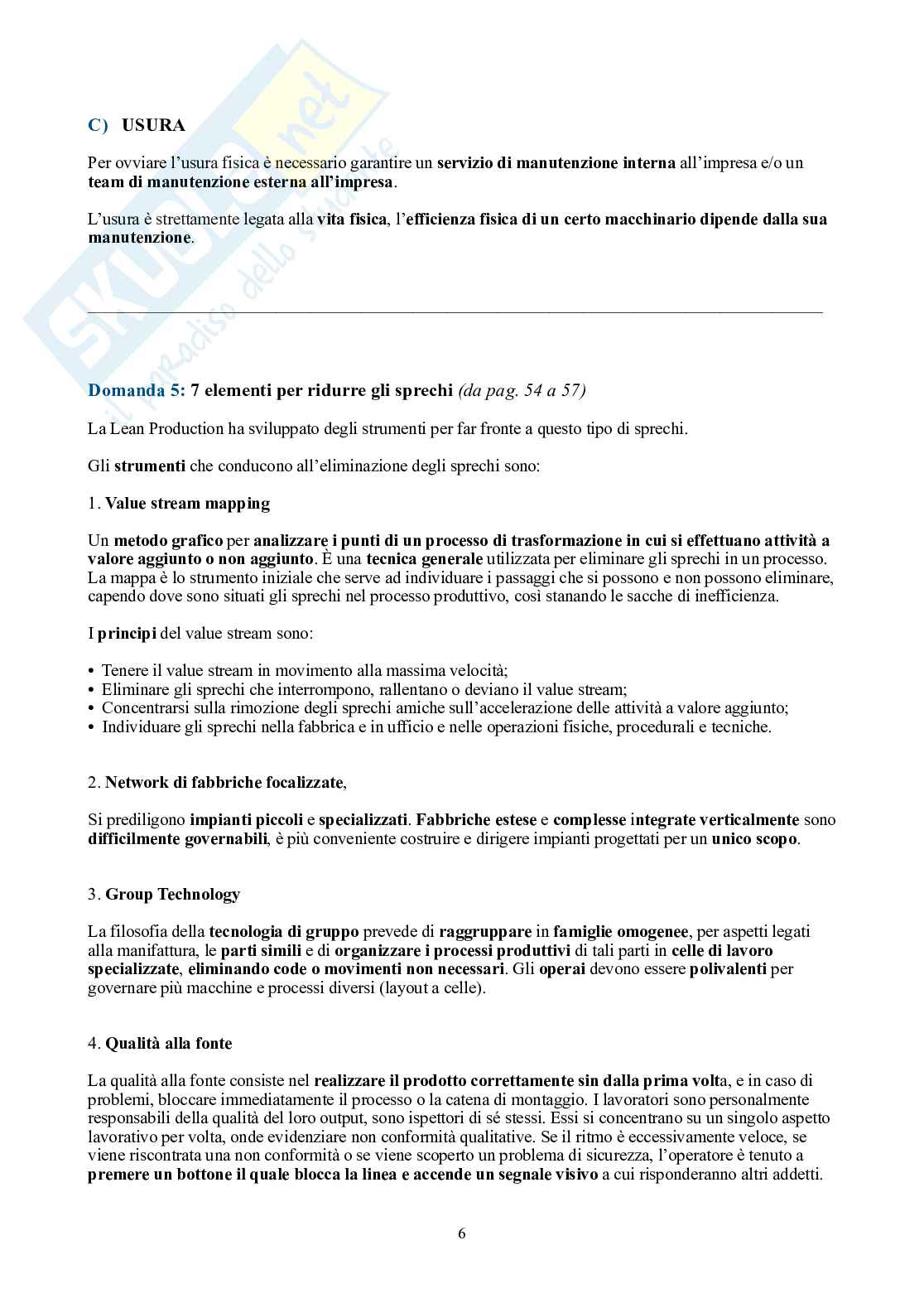 Operations Management – Domande lunghe e corte dell'esame con risposta Pag. 6