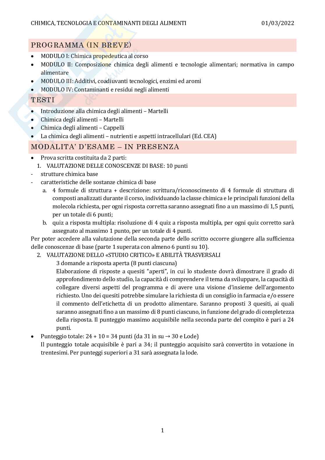 Appunti di Chimica, tecnologia e contaminanti degli alimenti Pag. 2