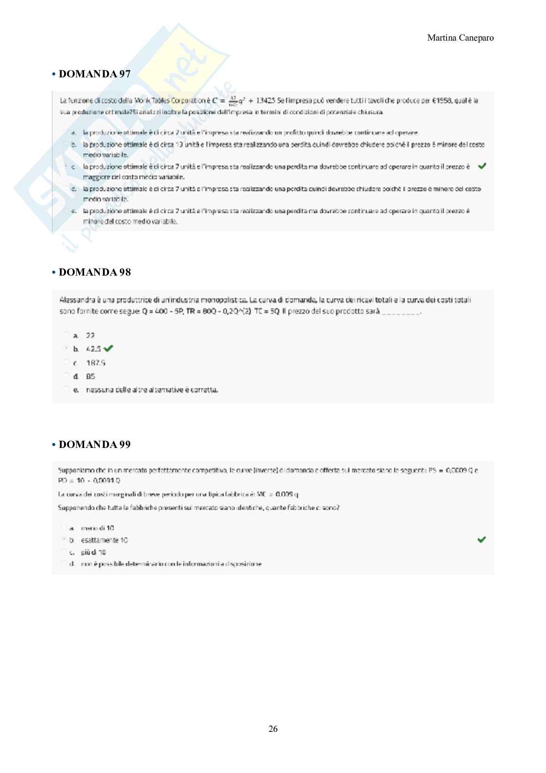 Microeconomia – Domande d'esame svolte (chiuse e aperte) con grafici Pag. 26