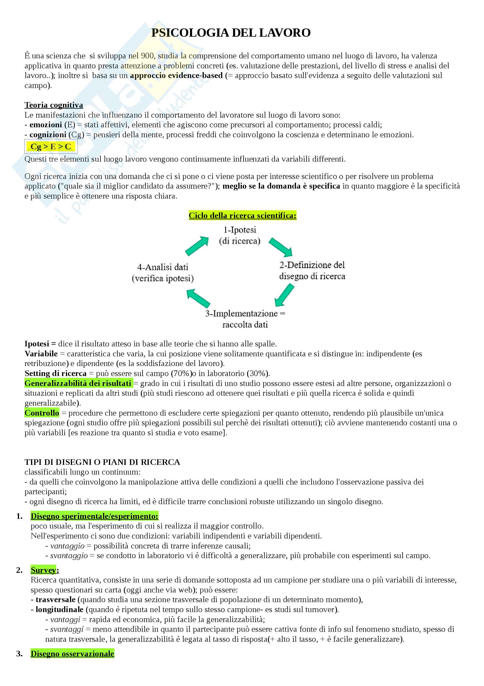 psicologia del lavoro Pag. 1