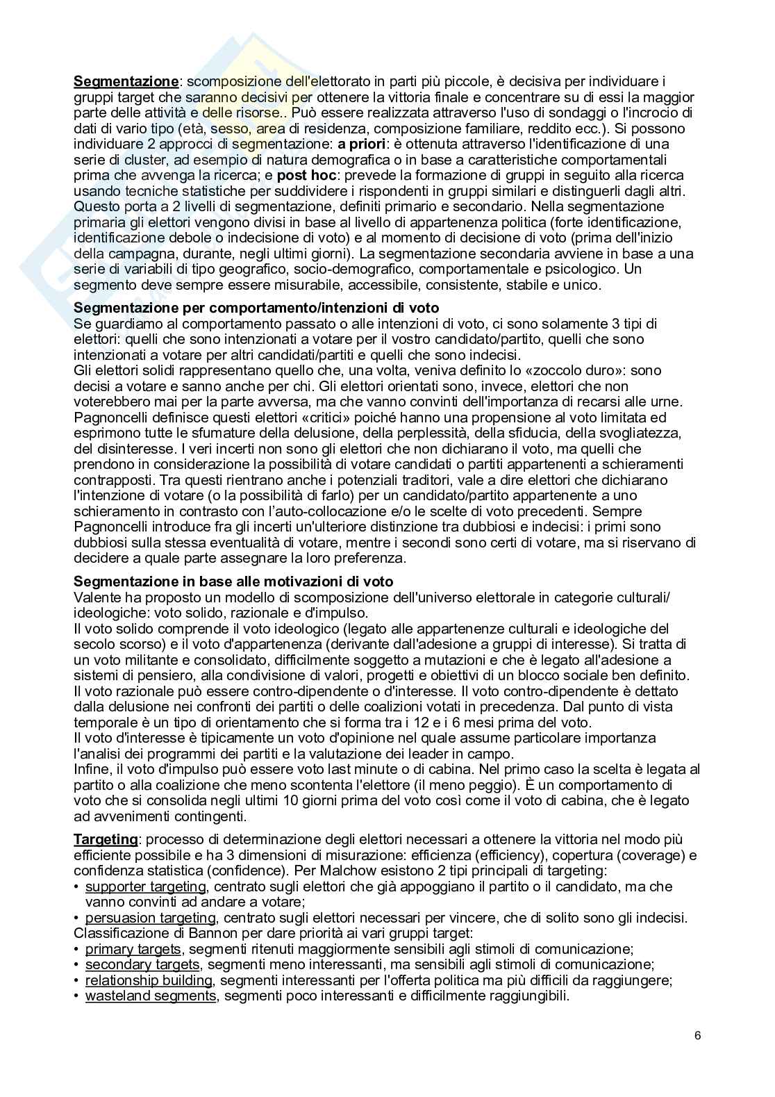 Riassunto esame Comunicazione politica ed elettorale, Prof. Bulli Giorgia, libro consigliato Il nuovo marketing politico. Vincere le elezioni e governare al tempo della politica veloce, Marco Cacciotto Pag. 6