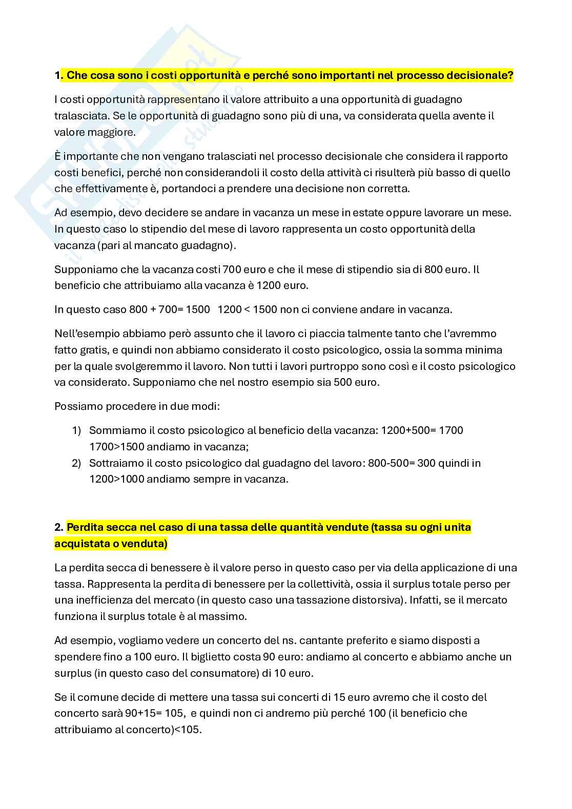 Domande aperte svolte Microeconomia Pag. 1