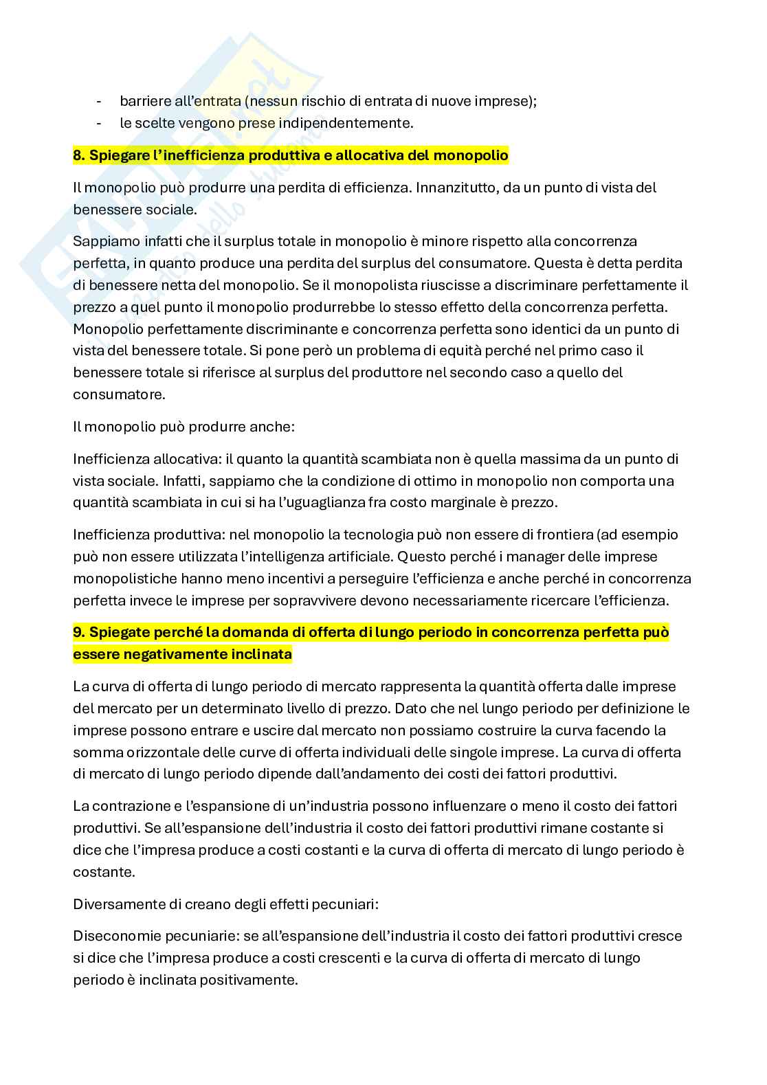 Domande aperte svolte Microeconomia Pag. 11