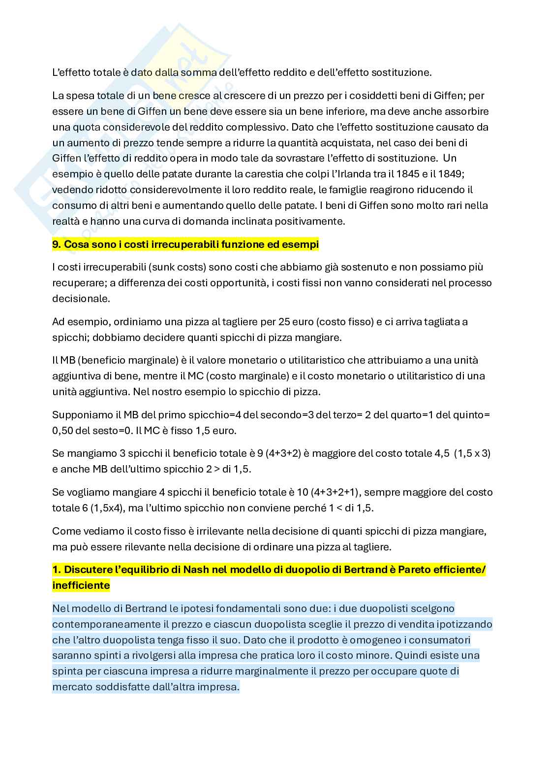 Domande aperte svolte Microeconomia Pag. 6