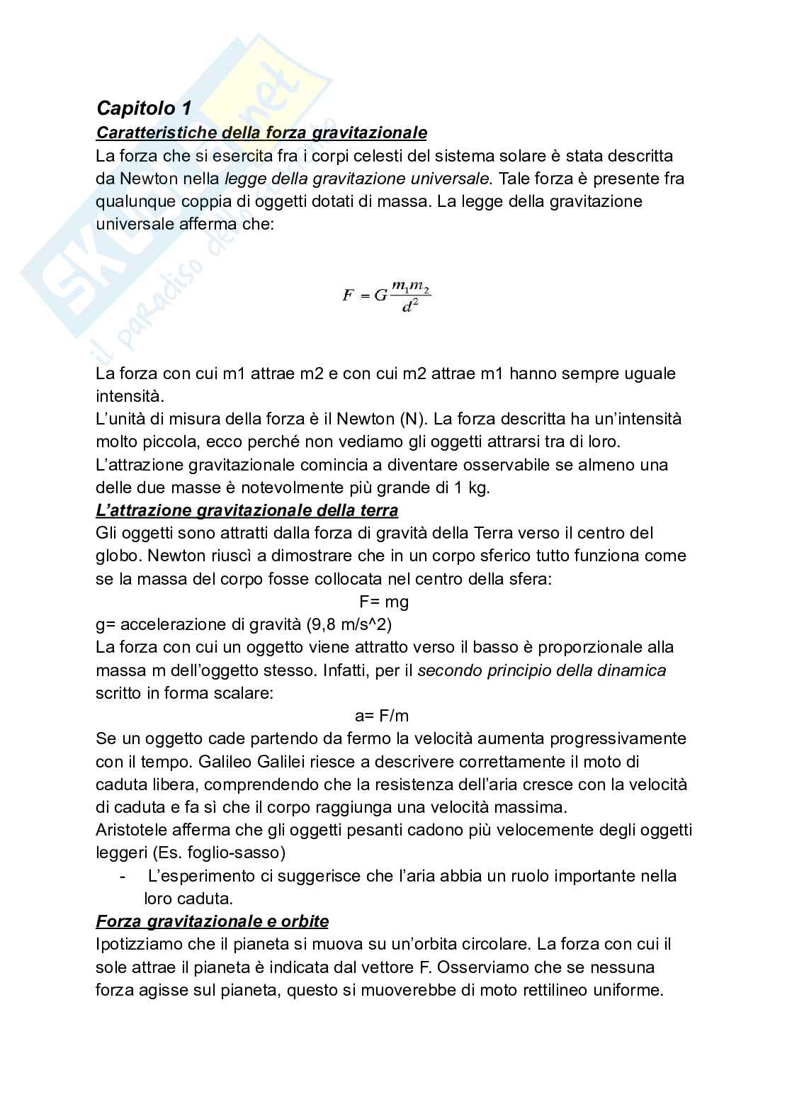 Riassunto esame Fondamenti della Fisica, Prof. Straulino Samuele, libro consigliato Astronomia - Per gli studenti di scienze della formazione primaria , Straulino, Olmi   Pag. 1