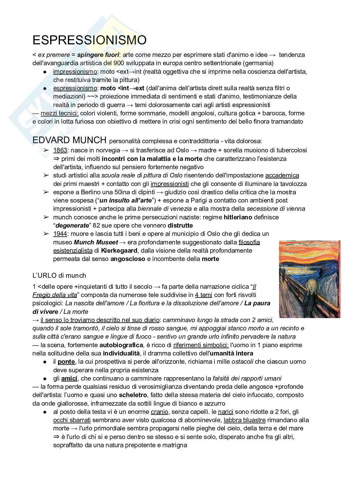 Appunti sull'espressionismo, cubismo e futurismo Pag. 1