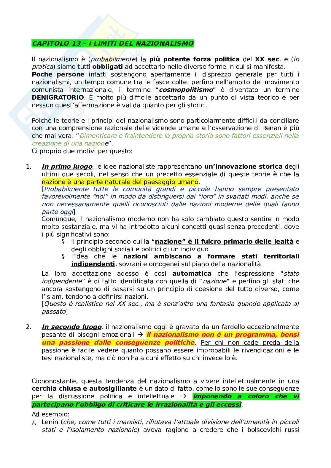 Riassunto esame Nazioni e processi nazionali in età contemporanea, Prof. Tolomelli Marica, libro consigliato Nazionalismo, Eric John Ernest Hobsbawm Pag. 86