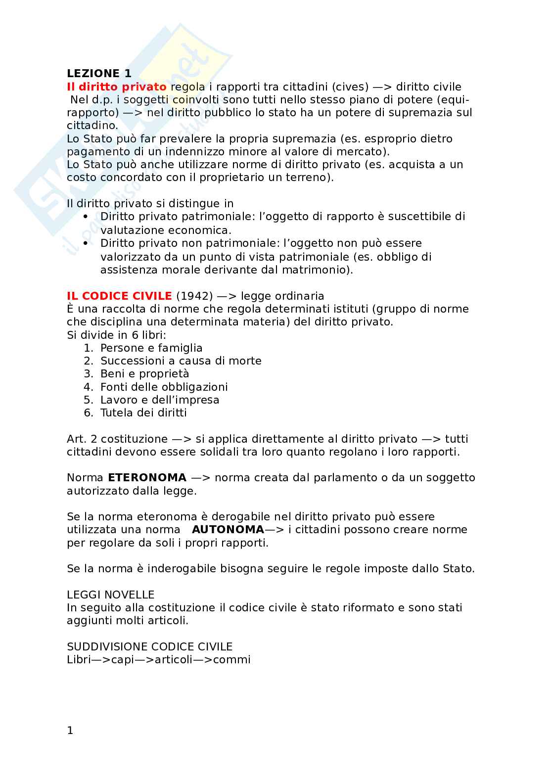 Appunti parziale esame Diritto privato Pag. 1