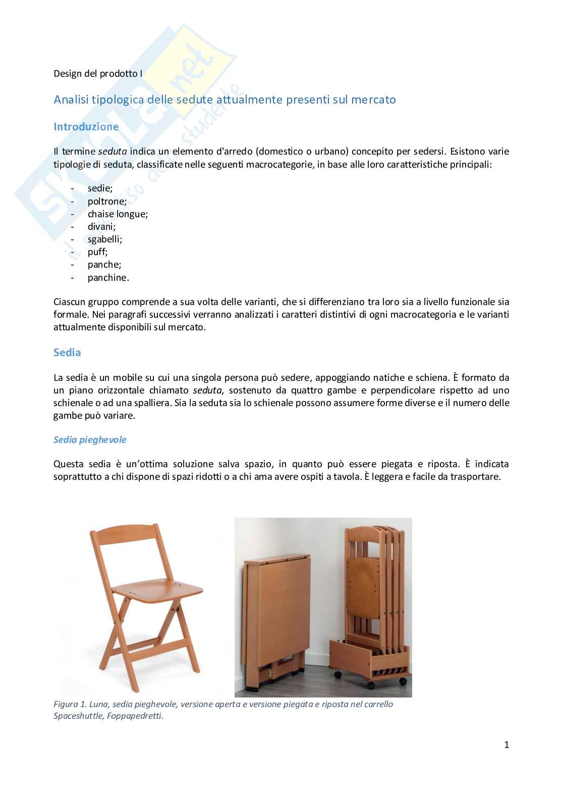 Analisi del prodotto: sedute Pag. 1