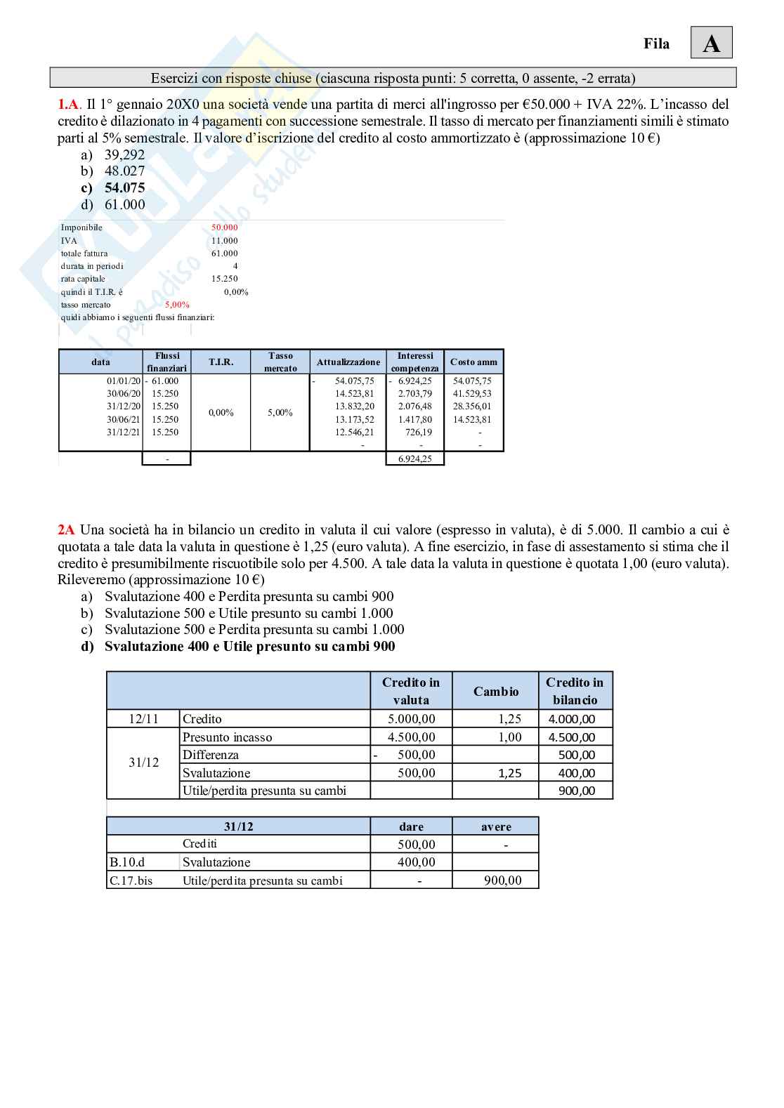 Esame passato di Bilancio d'esercizio Pag. 2