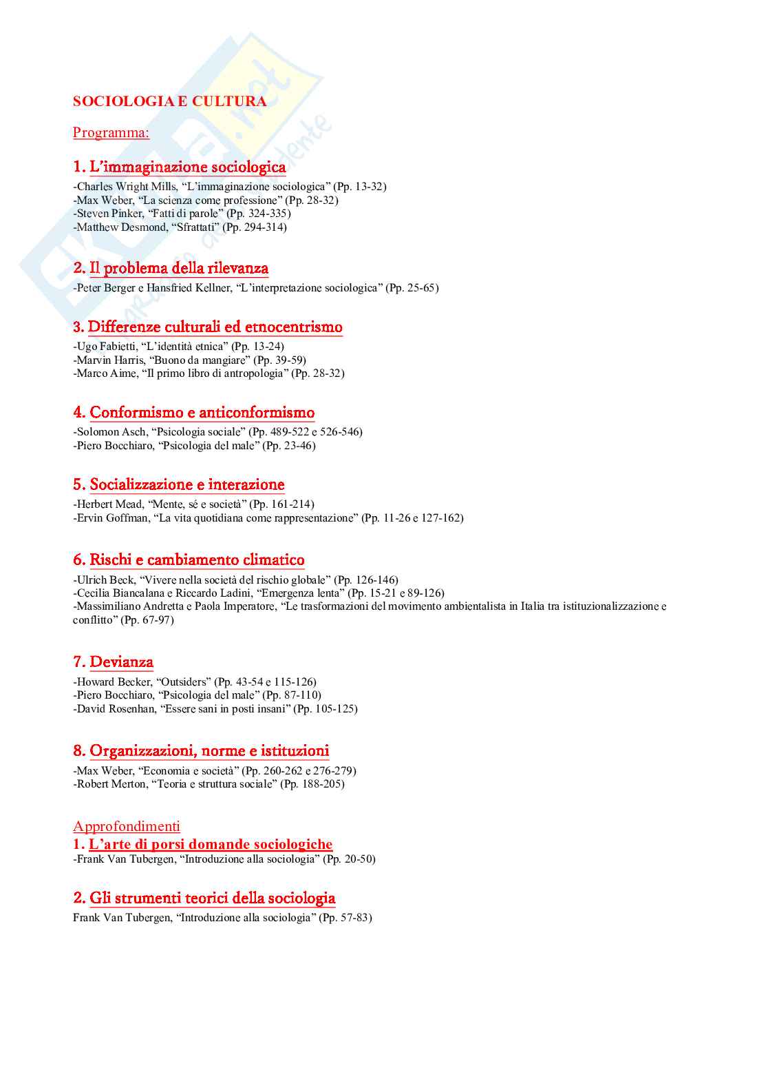 Appunti e letture di Sociologia  Pag. 1