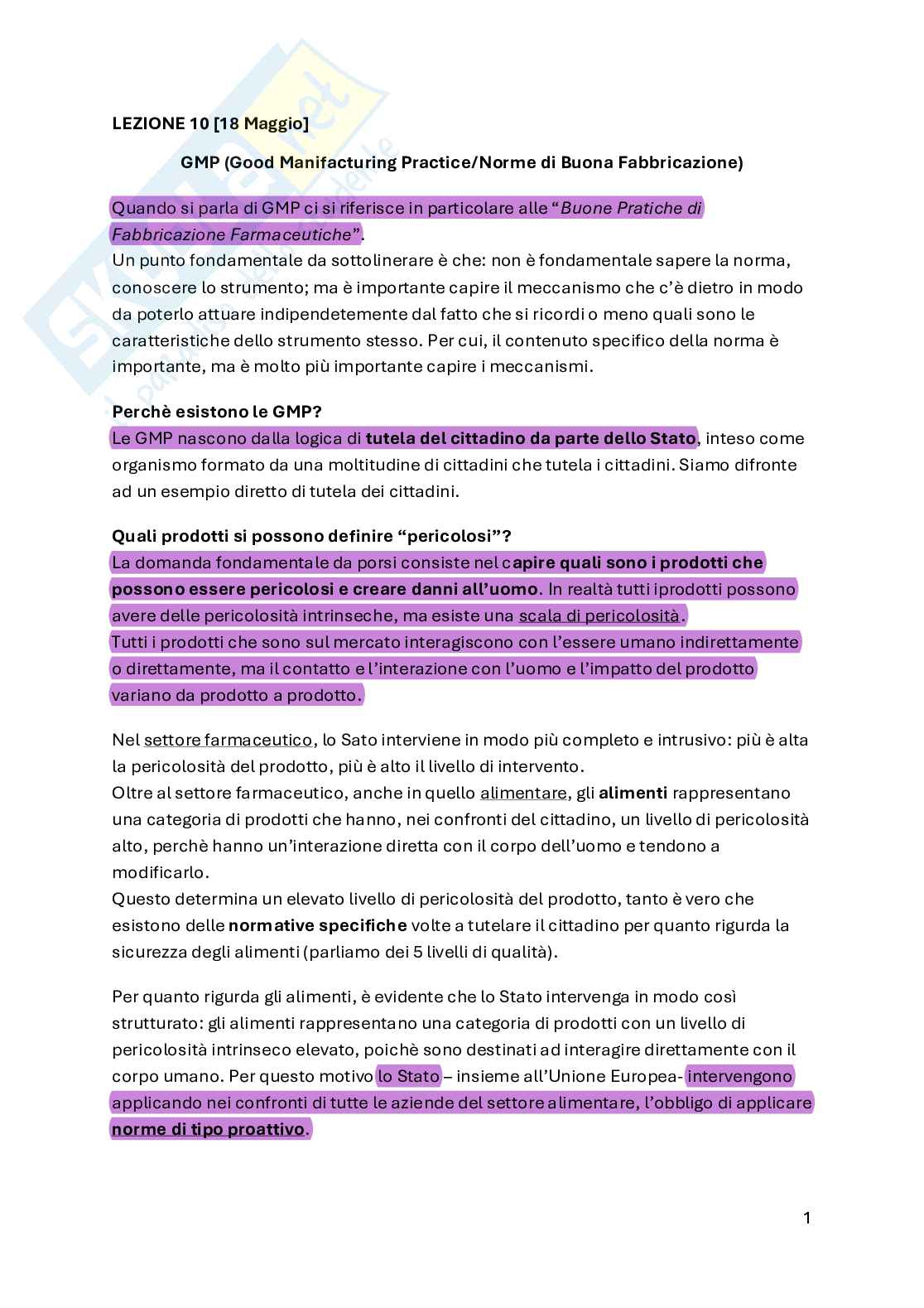 Good Manufacturing Practice - parte 2  Pag. 1